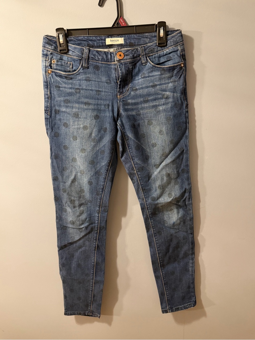 kensie Dark Blue Polka Dot Skinny Jeans